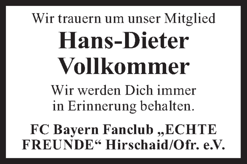  Traueranzeige für Hans-Dieter Vollkommer vom 02.04.2022 aus MGO