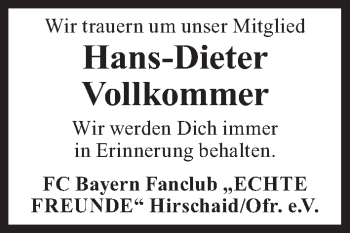 Anzeige von Hans-Dieter Vollkommer von MGO