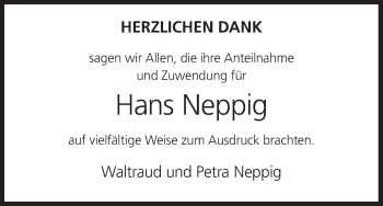 Anzeige von Hans Neppig von MGO