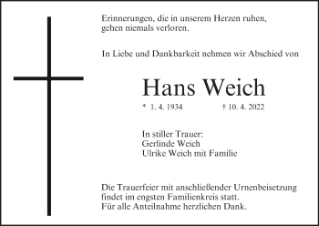 Anzeige von Hans Weich von MGO