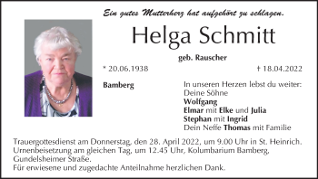 Anzeige von Helga Schmitt von MGO