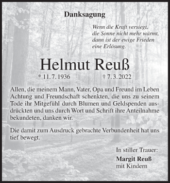 Anzeige von Helmut Reuß von MGO
