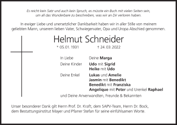 Anzeige von Helmut Schneider von MGO