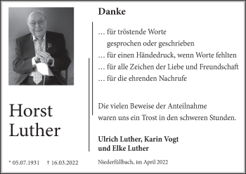 Anzeige von Horst Luther von MGO
