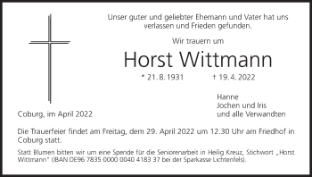 Anzeige von Horst Wittmann von MGO