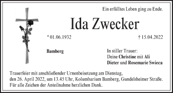 Anzeige von Ida Zwecker von MGO