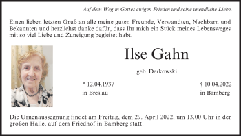 Anzeige von Ilse Gahn von MGO