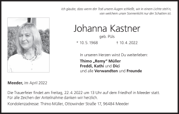 Anzeige von Johanna Kastner von MGO
