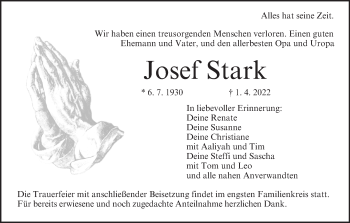 Anzeige von Josef Stark von MGO