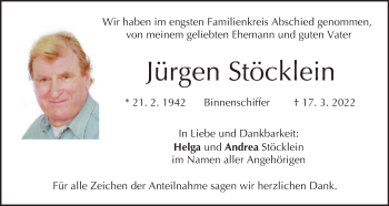 Anzeige von Jürgen Stöcklein von MGO
