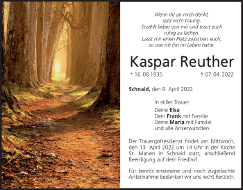 Anzeige von Kaspar Reuther von MGO
