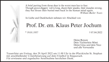 Anzeige von Klaus Peter Jochum von MGO