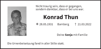 Anzeige von Konrad Thun von MGO