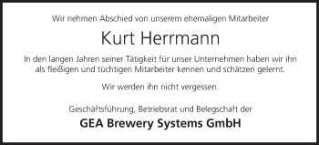 Anzeige von Kurt Herrmann von MGO