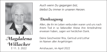 Anzeige von Magdalena Willacker von MGO