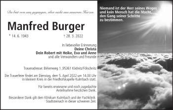 Anzeige von Manfred Burger von MGO