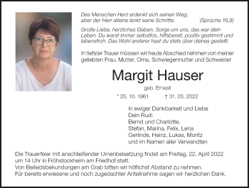 Anzeige von Margit Hauser von MGO