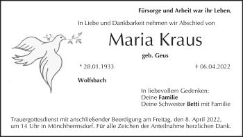 Anzeige von Maria Kraus von MGO