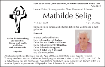 Anzeige von Mathilde Selig von MGO
