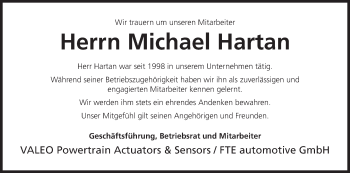 Anzeige von Michael Hartan von MGO