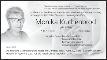 Anzeige von Monika Kuchenbrod von MGO