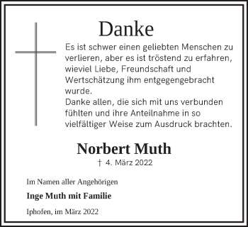 Anzeige von Norbert Muth von MGO
