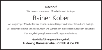 Anzeige von Rainer Kober von MGO