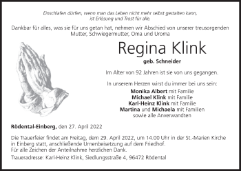 Anzeige von Regina Klink von MGO