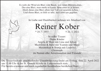 Anzeige von Reiner Kober von MGO