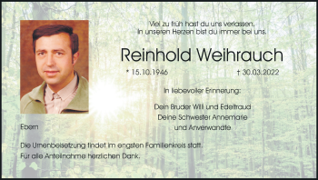 Anzeige von Reinhold Weihrauch von MGO