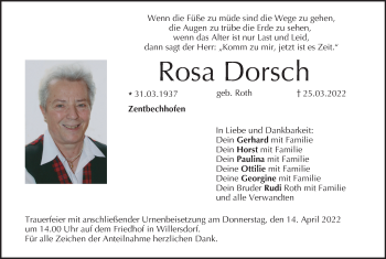 Anzeige von Rosa Dorsch von MGO