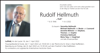 Anzeige von Rudolf Hellmuth von MGO