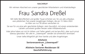 Anzeige von Sandra Dreßel von MGO
