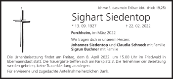 Anzeige von Sighart Siedentop von MGO