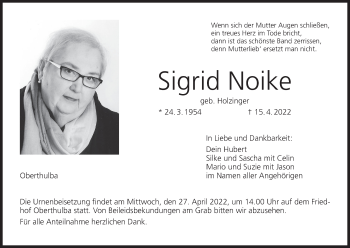 Anzeige von Sigrid Noike von MGO