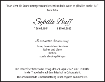 Anzeige von Sybille Buff von MGO