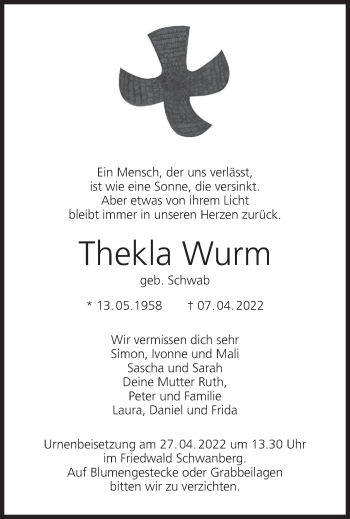 Anzeige von Thekla Wurm von MGO