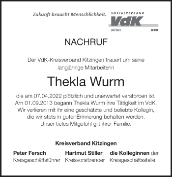 Anzeige von Thekla Wurm von MGO