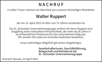 Anzeige von Walter Ruppert von MGO