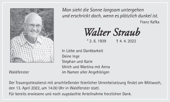 Anzeige von Walter Straub von MGO