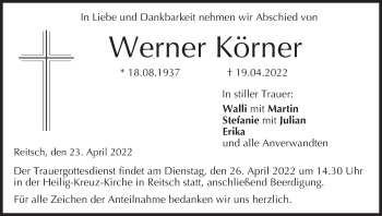 Anzeige von Werner Körner von MGO