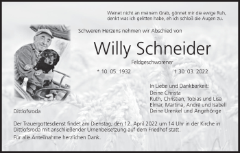 Anzeige von Willy Schneider von MGO