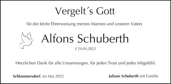 Anzeige von Alfons Schuberth von MGO