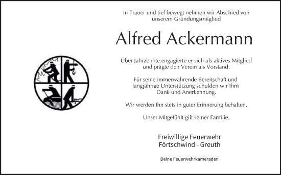 Anzeige von Alfred Ackermann von MGO