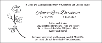 Anzeige von Anna-Lisab Dornheim von MGO