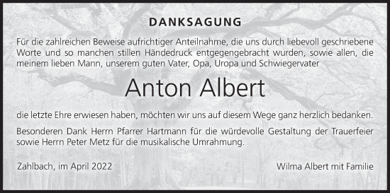 Anzeige von Anton Albert von MGO