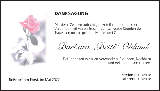 Anzeige von Barbara Ohland von MGO