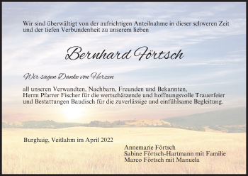 Anzeige von Bernhard Förtsch von MGO
