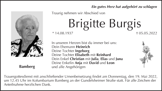Anzeige von Brigitte Burgis von MGO