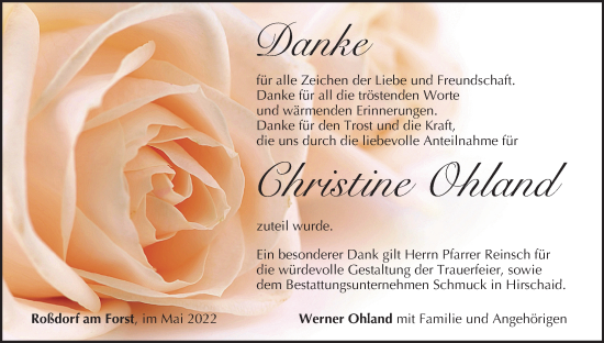 Anzeige von Christine Ohland von MGO